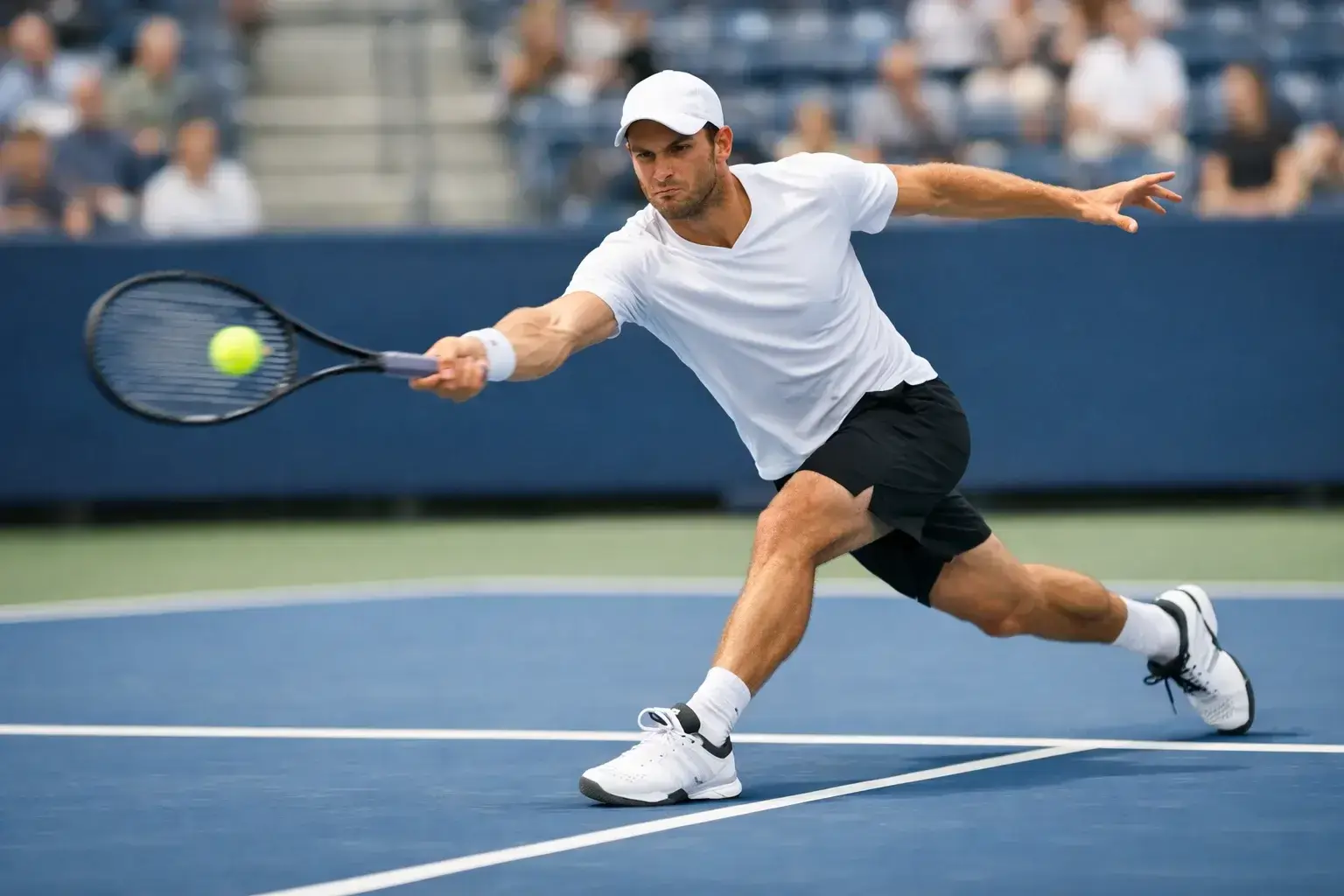 Tennisspieler beim Return-Schlag während eines entscheidenden Break-Punkts