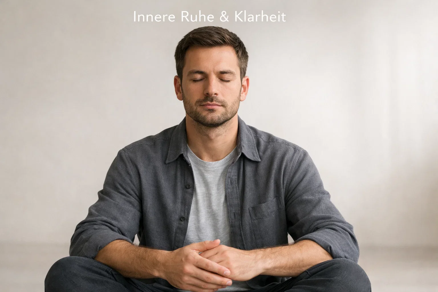 Nachdenklicher Mann mit geschlossenen Augen in konzentrierter Meditation
